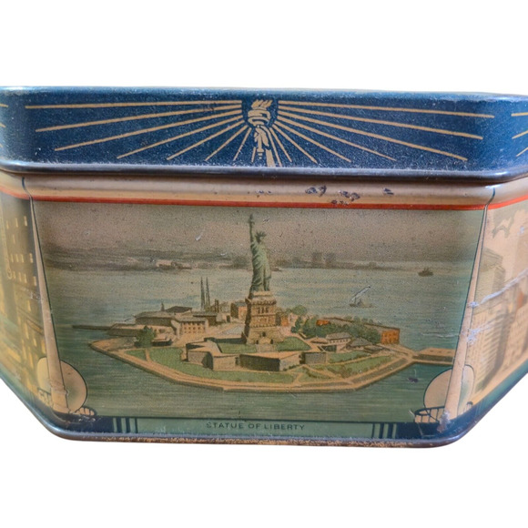 RARE Loose-Wiles Tin 1939 New York Worlds Fair Tin w Handle Vintage Collectible - Picture 9 of 16